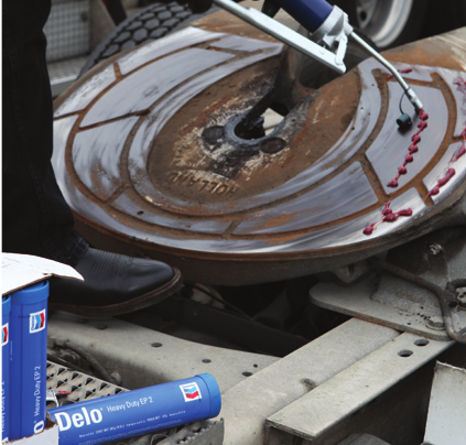 Various types of industrial lubricants and grease tubes and containers, organized display